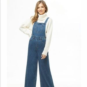 Wide Leg Denim Overalls